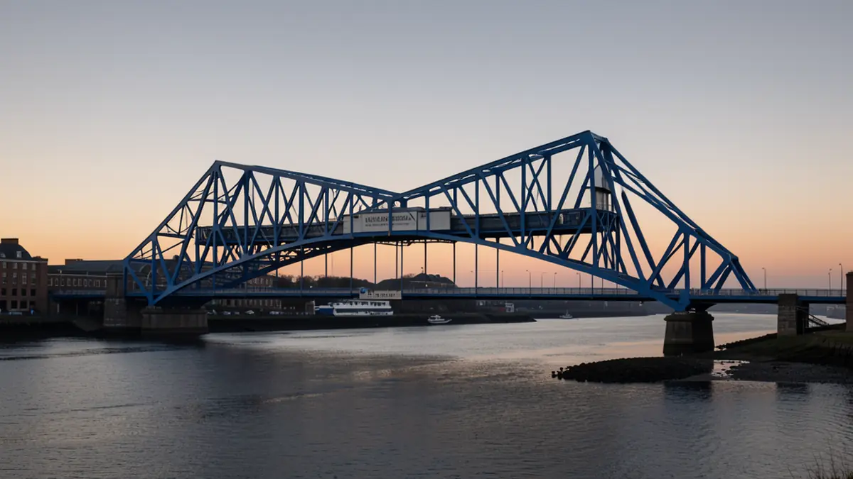 Newport Transporter Bridge at dusk